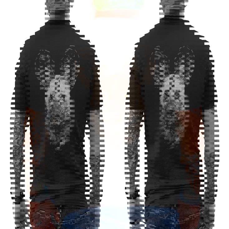 African Wild Dog Portrait Wildlife Safari Theme Men's Back Print T-Shirt