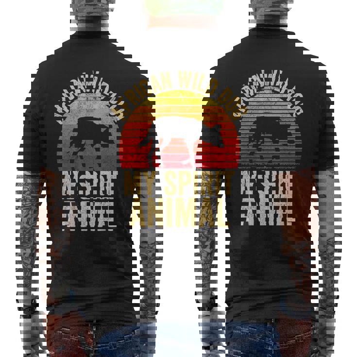 African Wild Dog Is My Spirit Animal Vintage Retro Sunset Men's Back Print T-Shirt