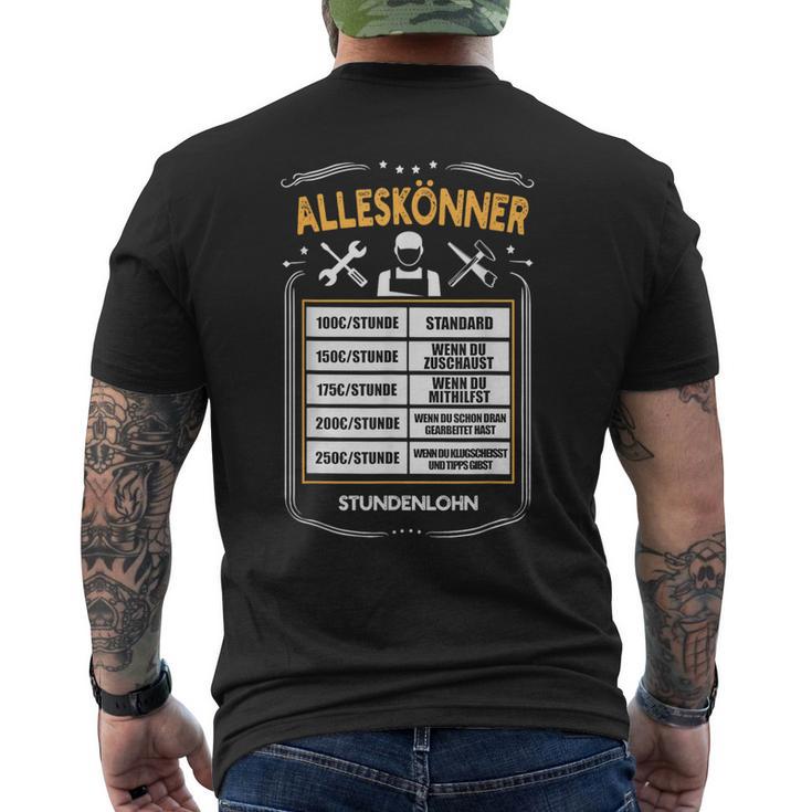 Alleskönner Stundenlohn Craftsman Diy Price List T-Shirt mit Rückendruck