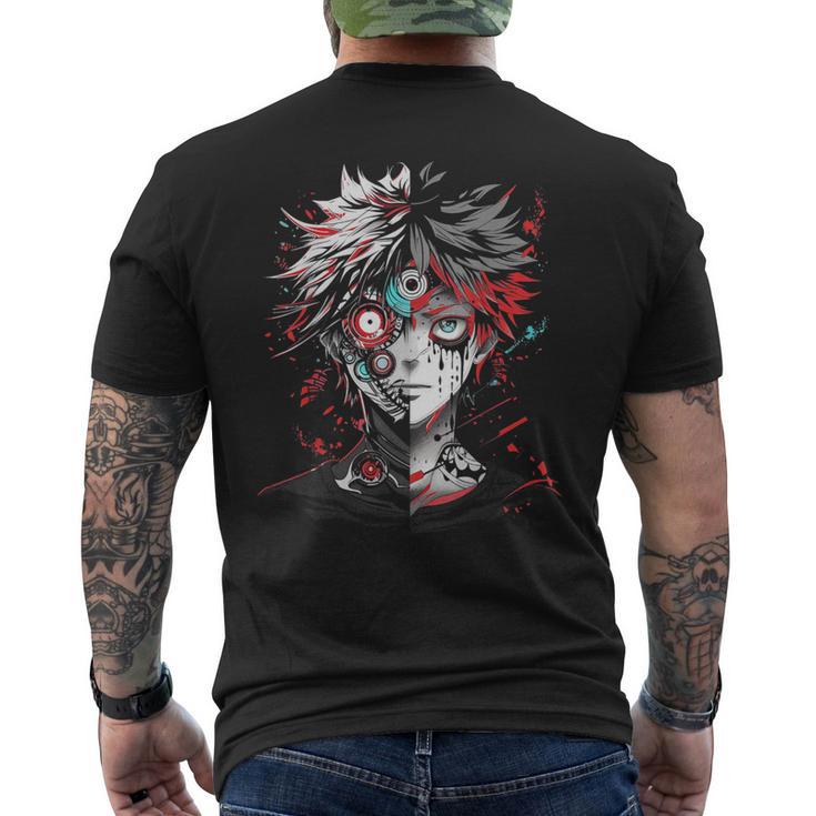 Anime Manga Motif Red Eyes Illustration Anime T-Shirt mit Rückendruck