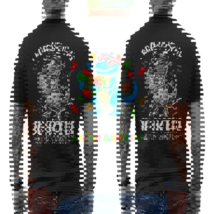 Autism Awareness I Wear Blue For My Big Brother Dinosaur Men's T-shirt Back Print Autism Awareness I Wear Blue For My Big Brother Dinosaur Men's T-shirt Back Print