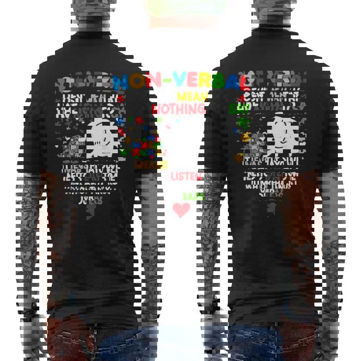 Autism Elephant Non-Verbal Doesn't Mean That I Have Nothing Men's T-shirt Back Print