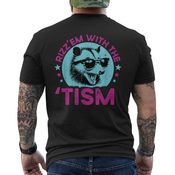 Autism Raccoon Joke Rizz Em With The Tism Meme Autism Men's Back Print T-Shirt