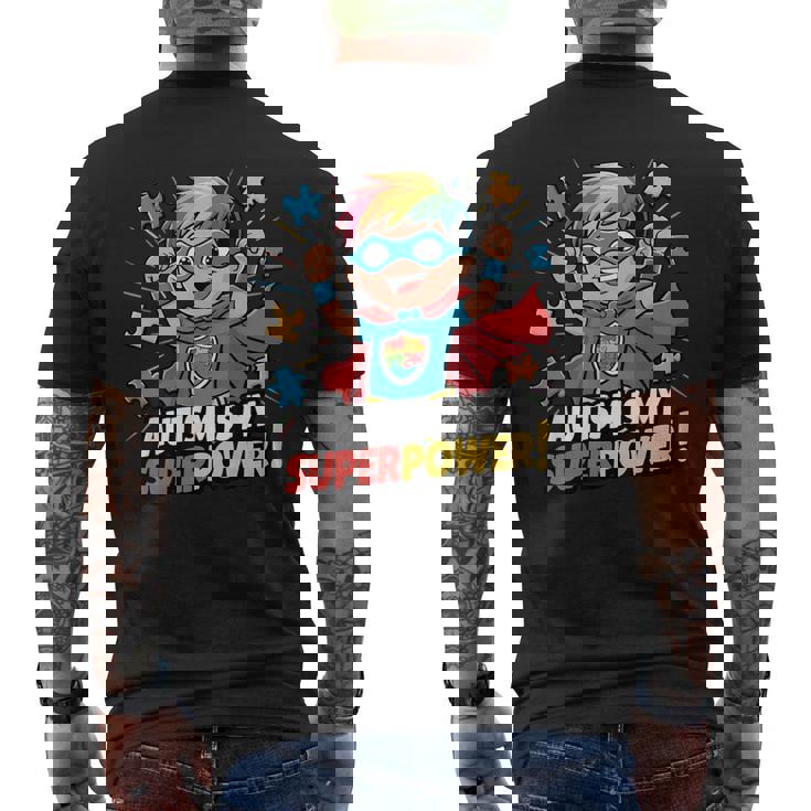 Autism Is My Super Power Superhero Autism Awareness Boys Men's T-shirt Back Print