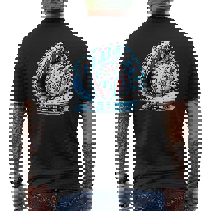Baseball Drip Ice Cream Sprinkles Baseball Glove Men's T-shirt Back Print