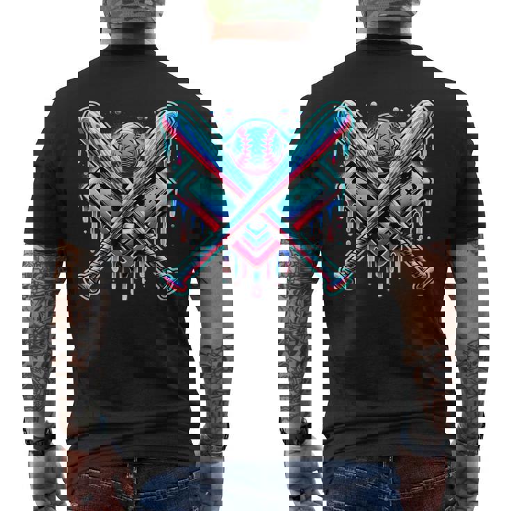 Baseball Dripping Ice Cream Drip Youth Boys Baseball Men's T-shirt Back Print