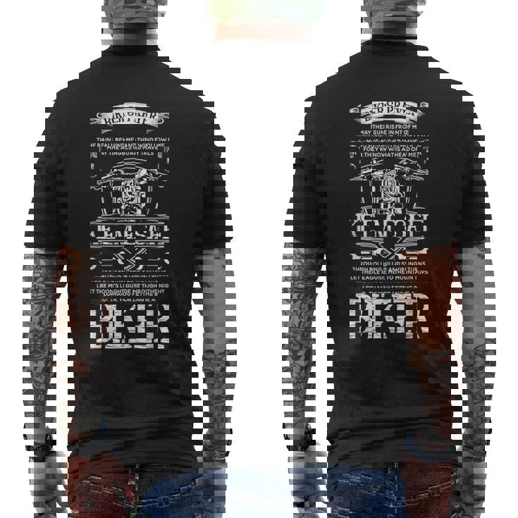 Biker's Prayer Motorcycle Men For Biker Biking Motorcycling Men's Back Print T-Shirt