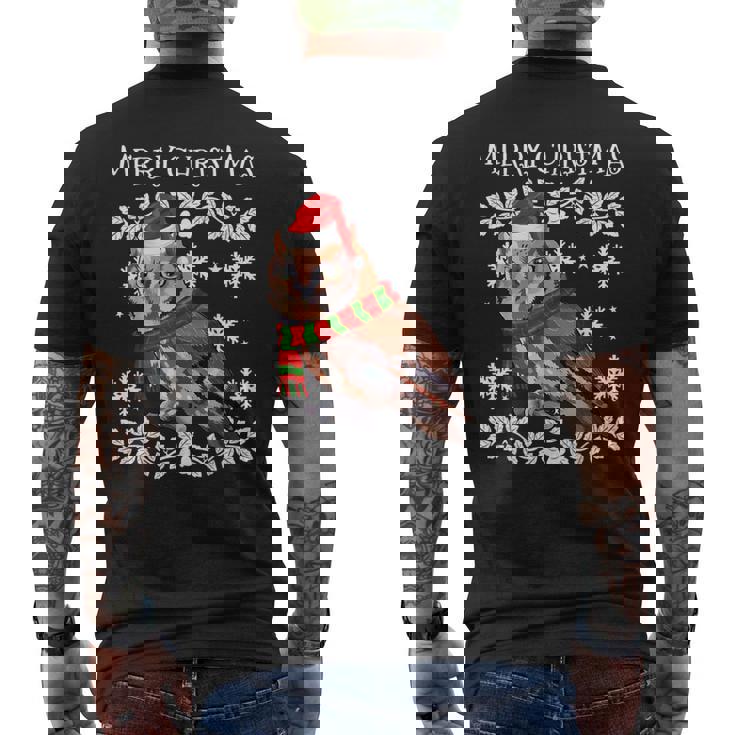 Bird Merry Christmas Ornament Eastern Screech-Owl Ugly Xmas Men's Back Print T-Shirt