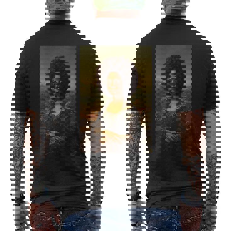Black Mona Lisa Afro African American Black History Month Men's T-shirt Back Print