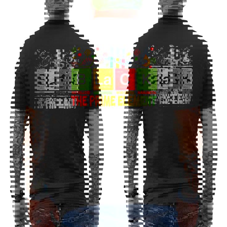 Black Prime Element Black History Month Periodic Table Men's T-shirt Back Print