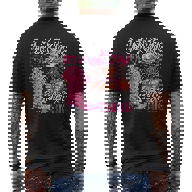 Boots & Bling Its A Cowgirl Thing Pink Black Cowgirl Melanin Men's T-shirt Back Print