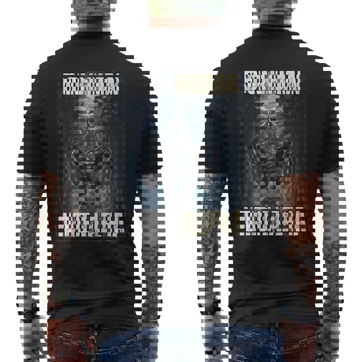 Born Human Made Alpha Cool Sigma Alpha Wolf Meme Men's T-shirt Back Print