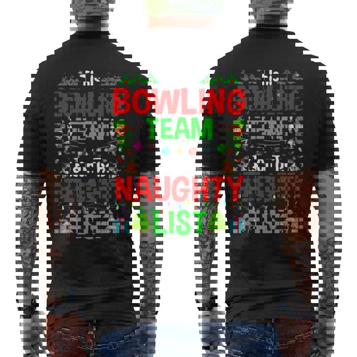 This Bowling Team On Naughty List Cute Christmas Elf Men's Back Print T-Shirt