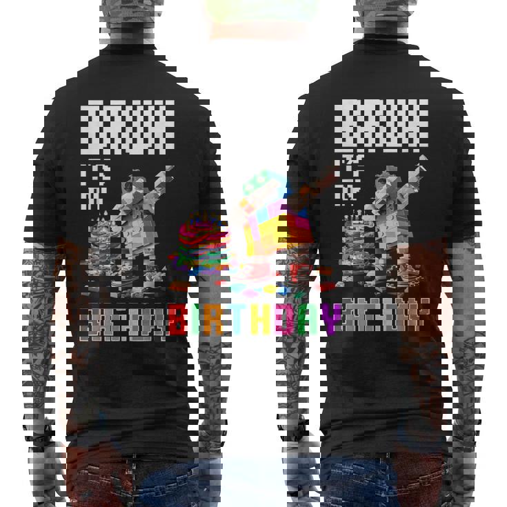 Bruh Its My Birthday Master Builder Dabbing Blocks Bricks Men's T-shirt Back Print