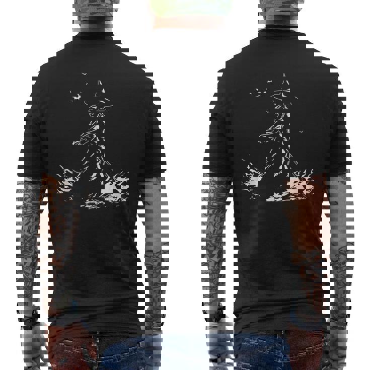 Bruja Con Escoba En El Fuego Hechizo Brujas Magia Culto A La Bruja Camiseta Hombre Estampado Espalda