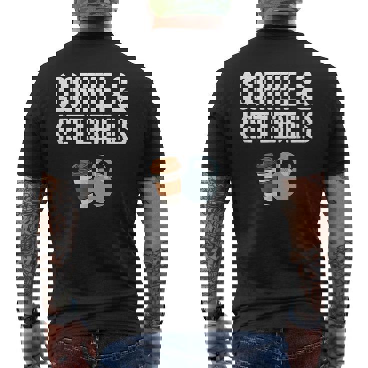 Café Y Pesas Rusas Gimnasio Fitness Entrenamiento Kettlebell Camiseta Hombre Estampado Espalda