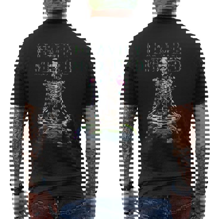 Camisa Desgastada De Meditación De Yoga Con Esqueletos Muy Meditados Camiseta Hombre Estampado Espalda