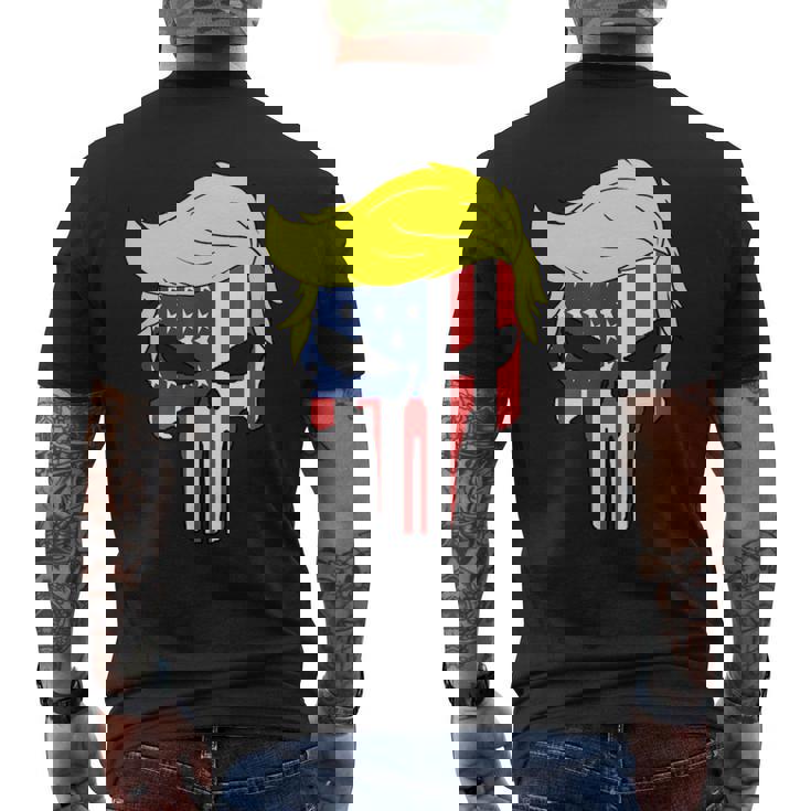 Camisa Trump Hair Skull Para El 4 De Julio Regalo Con La Bandera Estadounidense De Trump Camiseta Hombre Estampado Espalda