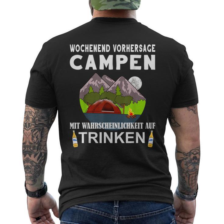 Camping Camping Weekend Forecast Drinking Alcohol Saufen T-Shirt mit Rückendruck