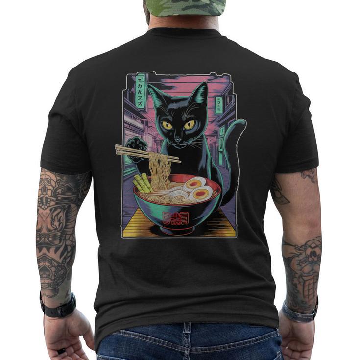 Cat Ramen Anime Manga Kawaii Otaku Fashion Cat Streetwear T-Shirt mit Rückendruck