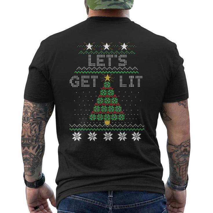 Christmas Let's Get Lit Tree Knit Ugly Sweater Men's Back Print T-Shirt