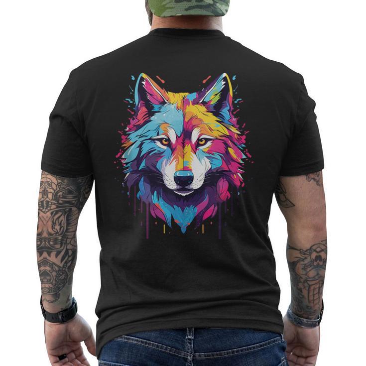 Colorido Lobo Arte Amante Lobos Espíritu Animal Multicolor Arte Sin Mangas Camiseta Hombre Estampado Espalda
