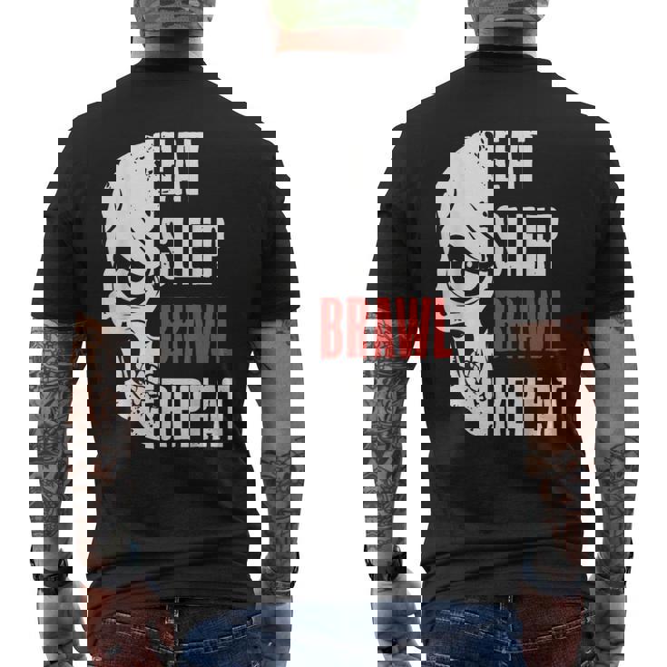 Comer Dormir Brawl Repetir Divertidoideo Gamer Gaming Camiseta Hombre Estampado Espalda