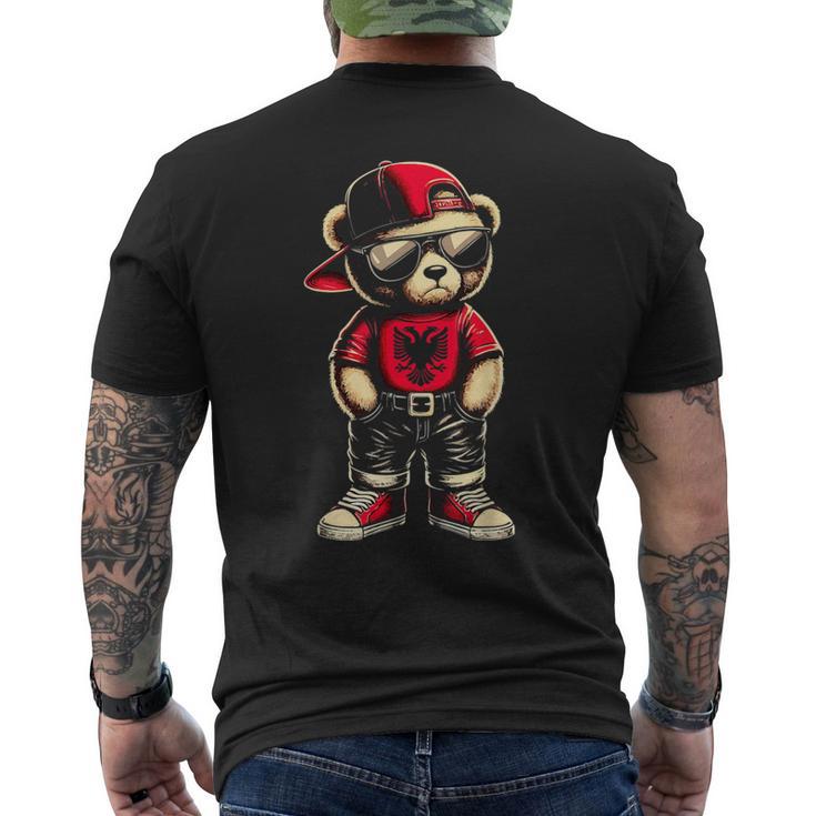 Cool Albanischer Teddybär Albanien Flagge Outfit Street T-Shirt mit Rückendruck