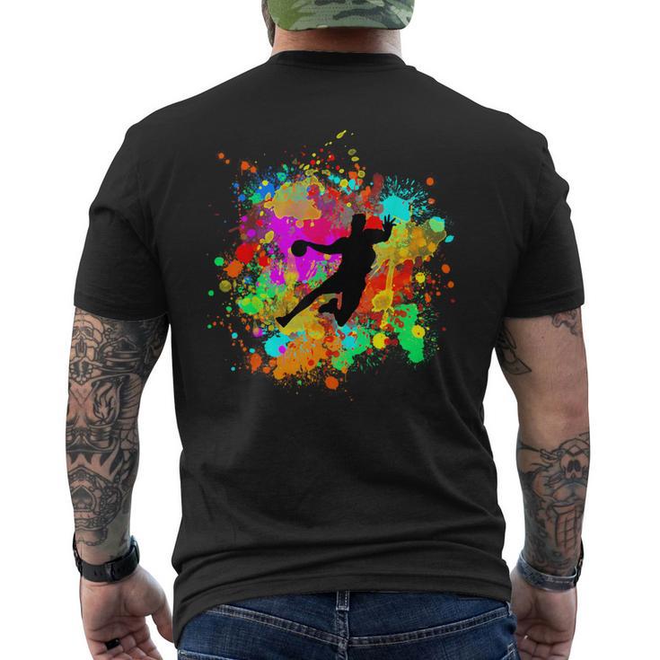 Cool Handball Player With Resin Ball For Safe Hit T-Shirt mit Rückendruck