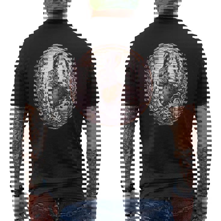 Cottagecore Rabbit Wild Hare Boho Rustic Men's Back Print T-Shirt