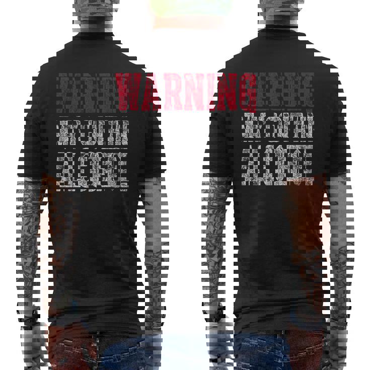 Cute Drinking Warning May Contain Alcohol Men's Back Print T-Shirt