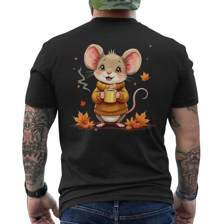 Cute Mouse With Autumn Graphic T-Shirt mit Rückendruck