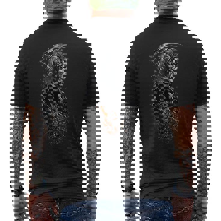 Cyberpunk Grim Reaper Con Guitarra Eléctrica Rock Heavy Metal Camiseta Hombre Estampado Espalda