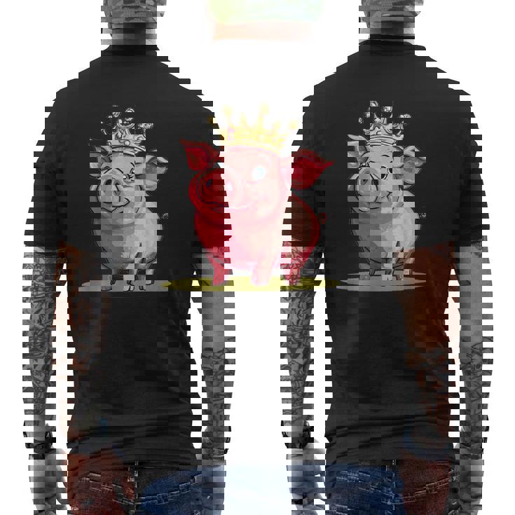 Divertido Cerdo Con Corona Para Los Amantes Del Reino Y Los Cerditos Camiseta Hombre Estampado Espalda