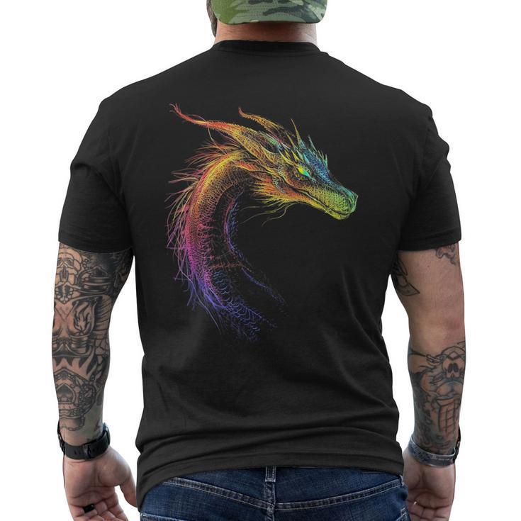 Dragón Dibujo Colorido Animales Obras De Arte Camiseta Hombre Estampado Espalda