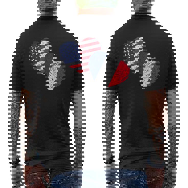 Drapeau Usa France Coeur Pays Américain Français T-shirt imprimé au dos