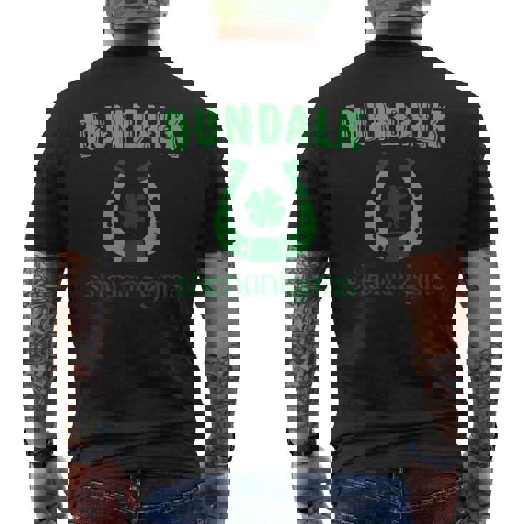 Dundalk Shenanigans St Patrick's Day Lucky Horseshoe Clover Men's Back Print T-Shirt