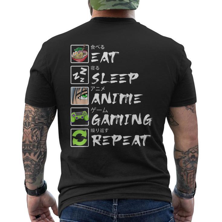 Eat Sleep Anime Gaming Repeat Japan Kawaii Manga Anime Men's T-shirt Back Print