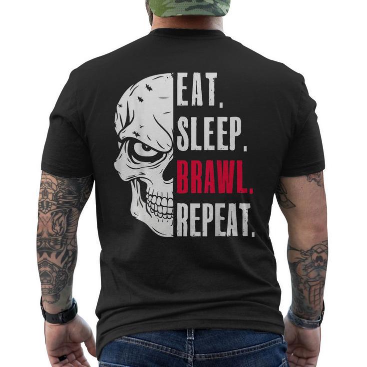 Eat Sleep Brawl Repeat ideo Game T-Shirt mit Rückendruck