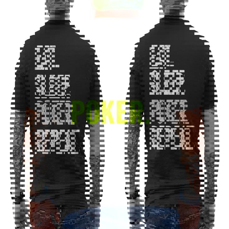 Eat Sleep Poker Repeat Regalo Jugador Poker Camiseta Hombre Estampado Espalda