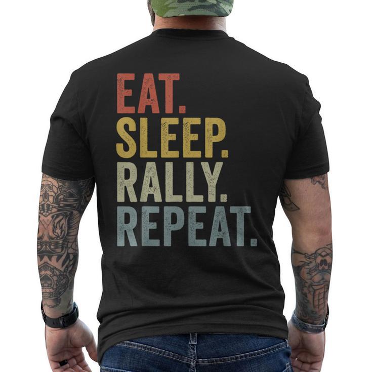 Eat Sleep Rally Repeat Rally Driving T-Shirt mit Rückendruck