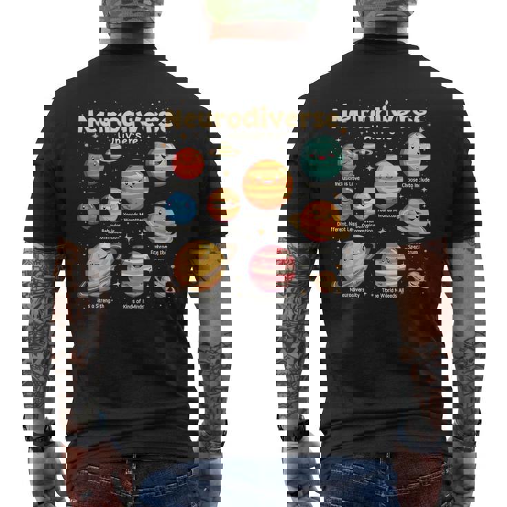 Education Autism Awareness Neurodiverse Universe Special Men's T-shirt Back Print