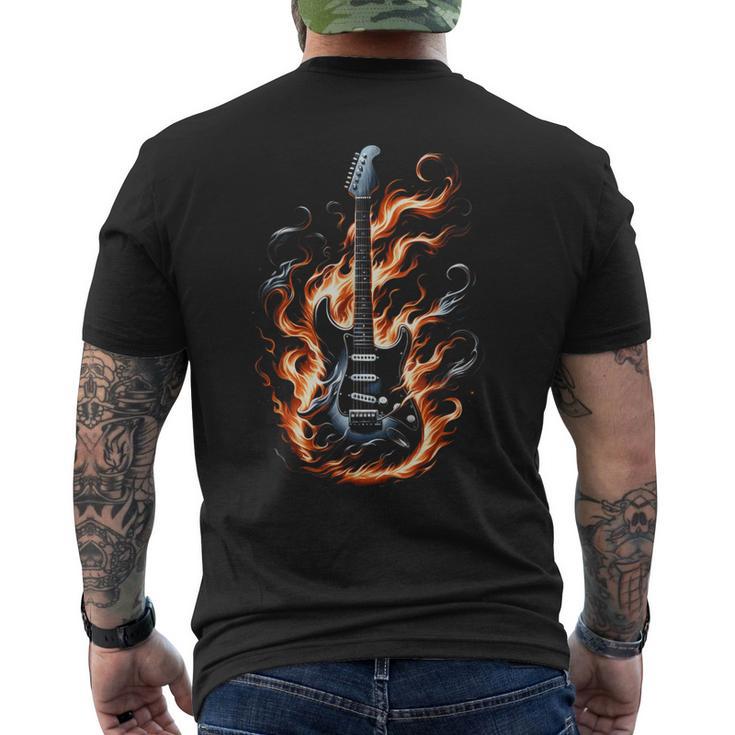 Electric Guitar With Flames T-Shirt mit Rückendruck