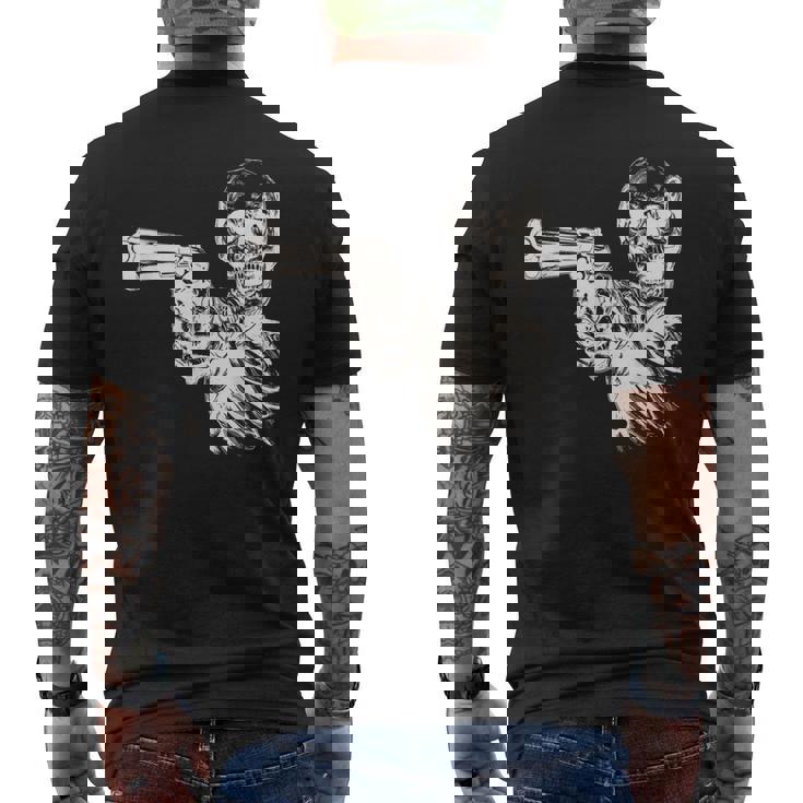 Esqueleto Fresco Con Pistola Camiseta Hombre Estampado Espalda