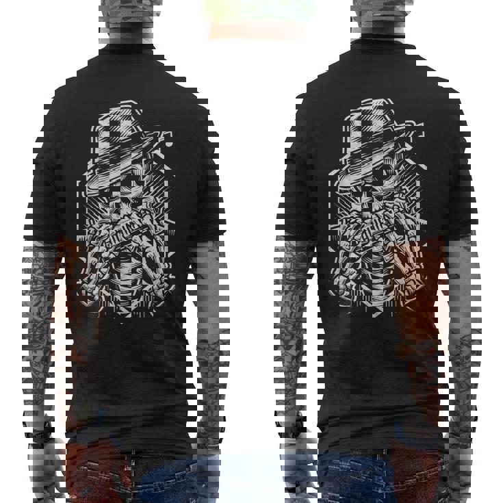 Esqueleto Tocando Armónica Camisa Jugador Calavera Blues Músico Camiseta Hombre Estampado Espalda