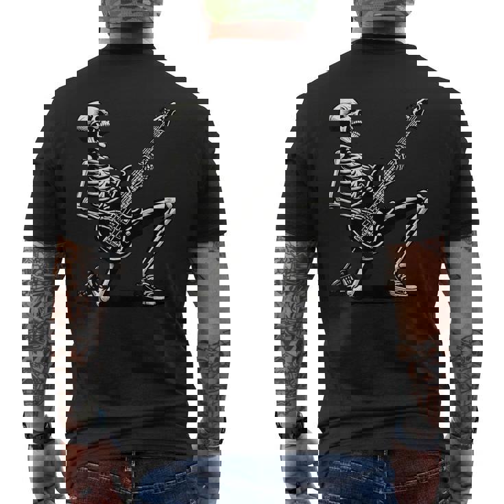 Esqueleto Tocando Guitarra Amante De La Música Rock And Roll Band Camiseta Hombre Estampado Espalda
