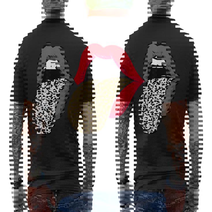 Estampado De Leopardo Labios Rojos Sexy Cheetah Leopard Print Labios Rojos Camiseta Hombre Estampado Espalda