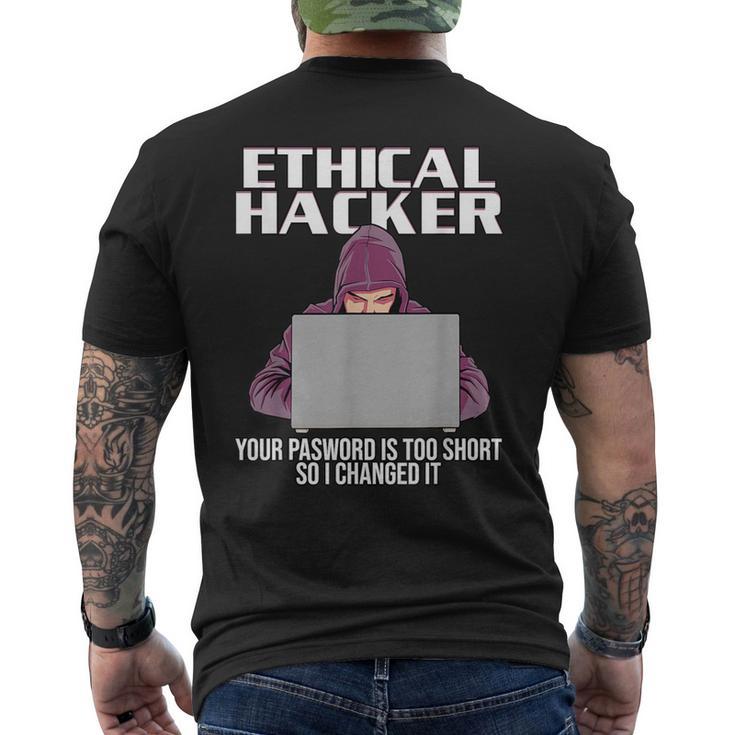 Ethical Hacker Your Password Is Too Short Camiseta Hombre Estampado Espalda