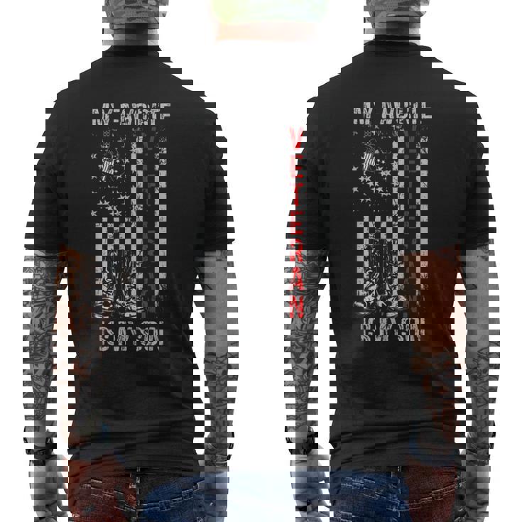 My Favorite Veteran Is My Son Us Flag Retro Veteran Day Men's T-shirt Back Print