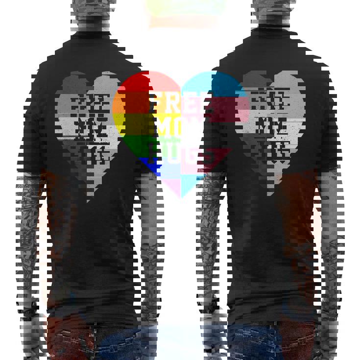 Free Mom Hugs Rainbow LGBT Gay Pride Transgender Flag Heart Men's Back Print T-Shirt